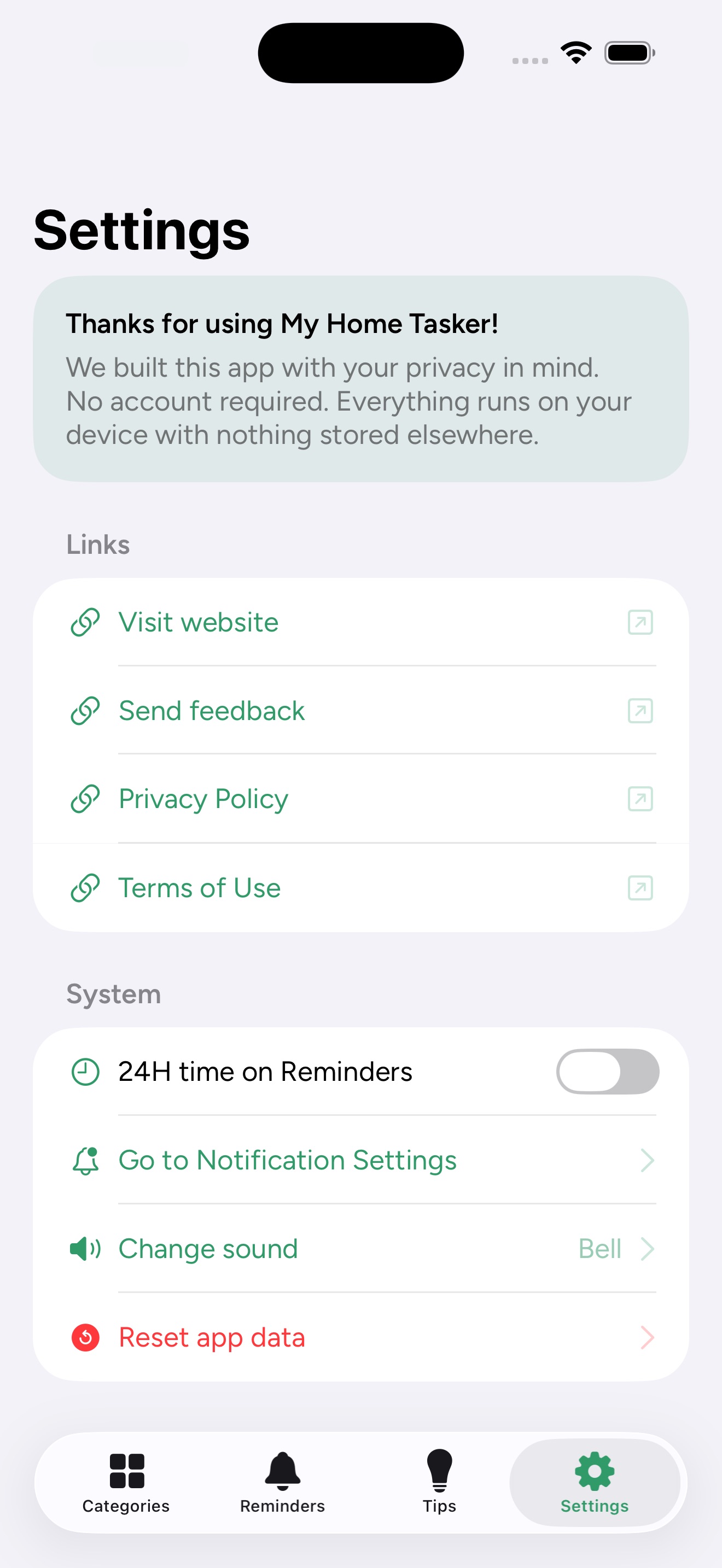 App Settings